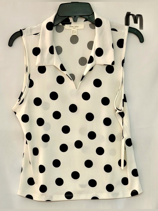 Haven & blair Tops - Chapter White Polka Dot Collared Sleeveless Camisole